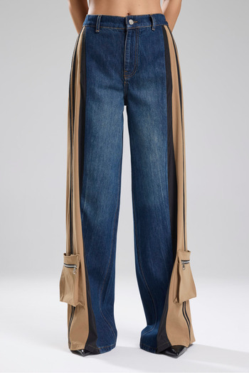 tw3 Women's Denim Garnished Stripe Detailed Design Jean Trousers
