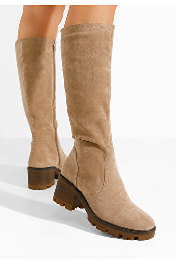 B T Shoes Μπότες με χοντρό τακούνι Yvona Χακι