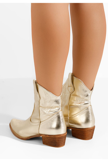 B T Shoes Γυναικεία Μποτάκια Cowboy Vernazza χρυσο