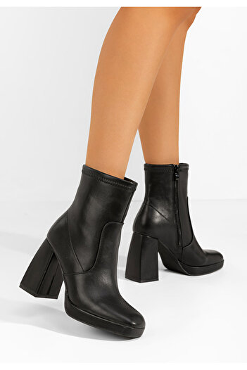 B T Shoes Botine cu toc gros Paloma negre