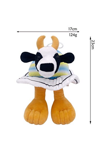 Flippy Italian Brainrot Plush Toy, Flippy, Saturno Saturnita Cow Model, 23 x 17 cm, Light Blue