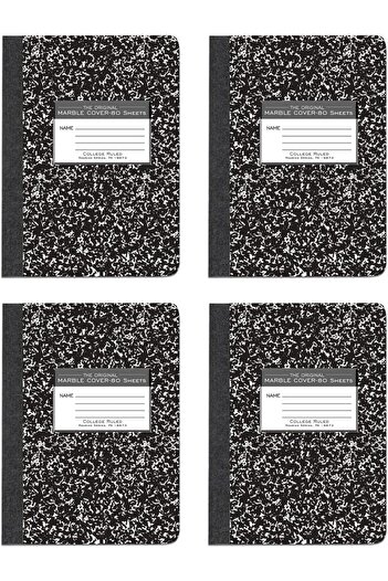 STOREMAX Polysight Spring Hard Cover Composition Book, 9 3/4\" X 7 1/2\", College Ruled, 80 Sheets 4/Pk Trendza