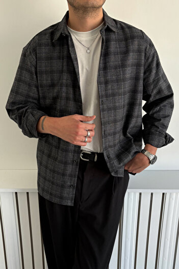 HYMAN Ανδρικό πουκάμισο Oversize 100% βαμβακερό καρό