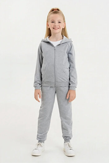 e-çocuk Unisex Çocuk Basic Fermuarlı Kapşonlu Takım - 25002