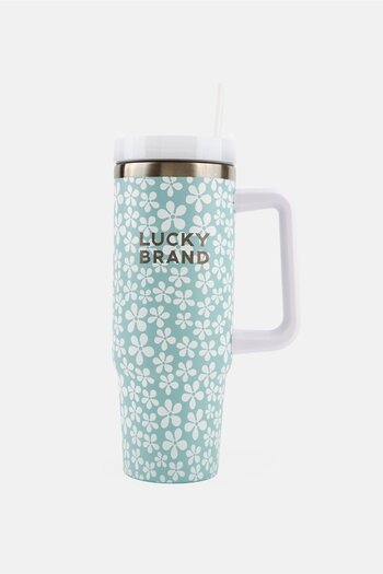 LUCKY BRAND Floral Stainless Steel Vacuum Insulated Tumbler With Straw 946 ml, Multicolor