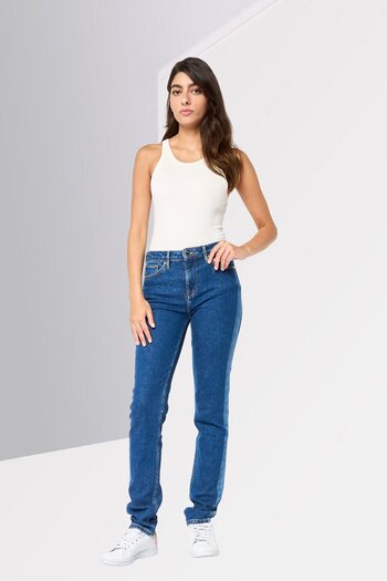 Tommy Hilfiger Women Regular Fit Washed Slim Leg Jeans, Blue