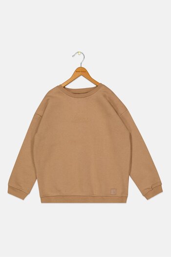 Fudo Kids Boy Long Sleeves Brand Logo Sweatshirt, Beige