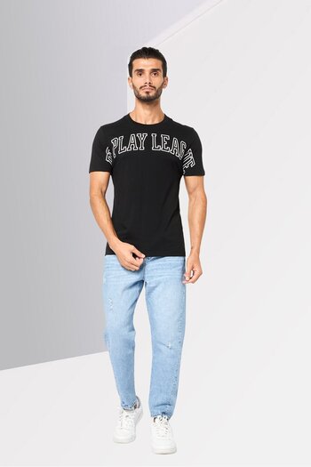 Replay Men Crew Neck Short Sleeves Graphic Print T-Shirt, Black