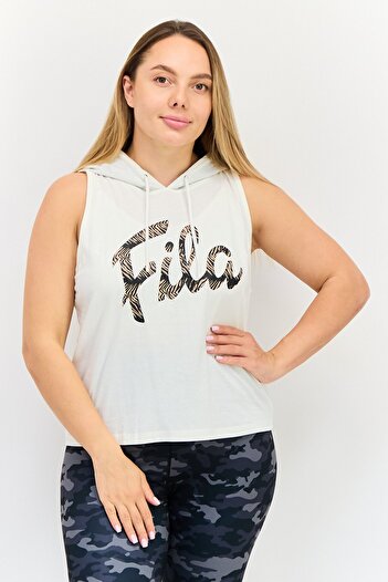 FILA Women Sportswear Fit Sleeveless Training Hoodie, Beige