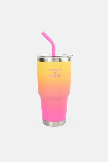 LUCKY BRAND Ombre Stainless Steel Vacuum Insulated Tumbler With Straw 887 ml, Multicolor