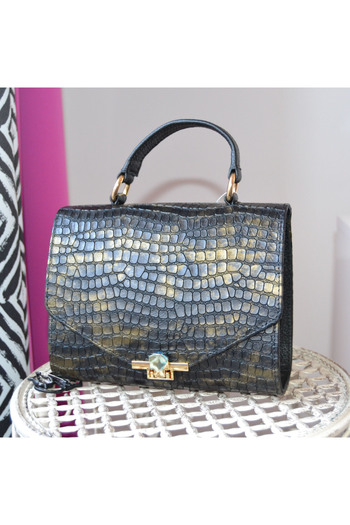 OEM Zea Women's Casual Bag Natural Croco Leather Black