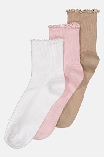 Steve Madden Women 3 Pair Textured Anklets Socks, Multicolor