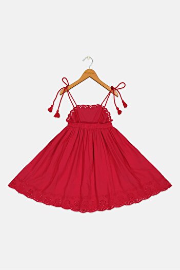 Miss Toddlers Girl Embroidered Dress, Burgundy