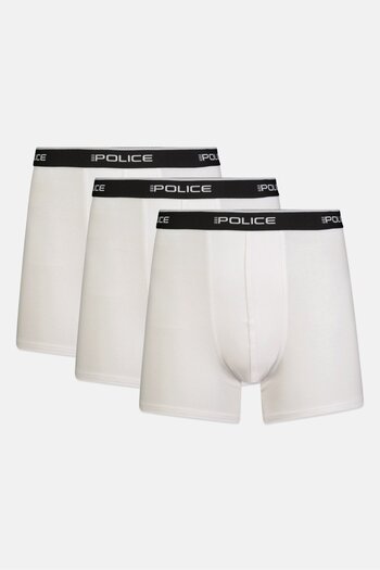 883 Police Men 3 Pcs Brand Logo Boxer Shorts, White