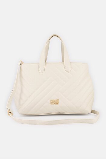 Cavalli Class Women Hardware Logo Satchel Bag, Off White