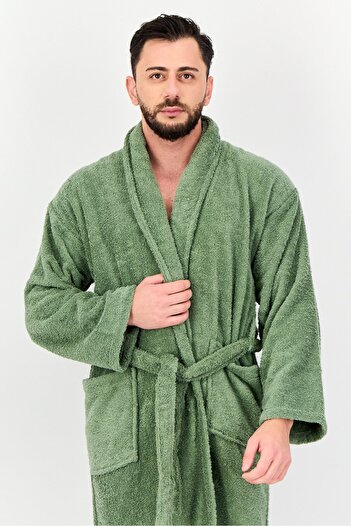 English Laundry Men Terry Belted Robe, Olive