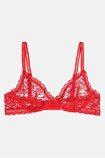 Calvin Klein Women Textured Lace Non Padded Bra, Strawberry Red