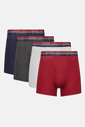 FILA Men 4Pcs Brand Logo Boxer Briefs, Multicolor