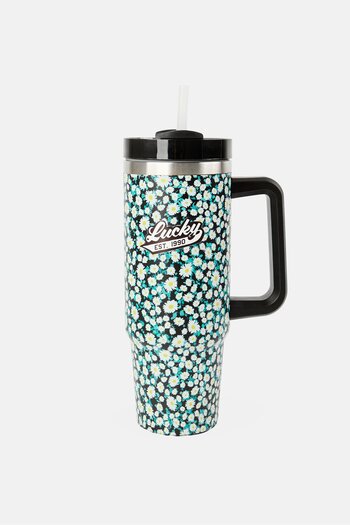 LUCKY BRAND Floral Stainless Steel Vacuum Insulated Tumbler With Straw 946 ml, Multicolor