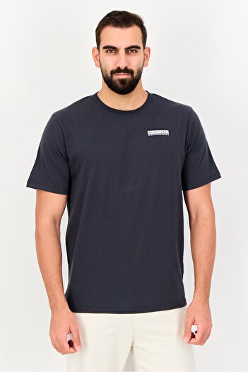 Nordland Men Crew Neck Short Sleeve Brand Logo T-Shirt, Dark Grey