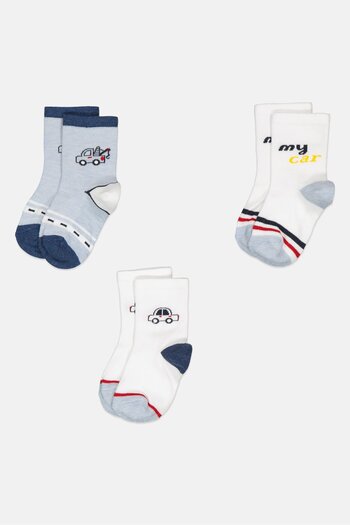 Joe Boxer Kids Boy 3 Pairs Printed Crew Socks, Multicolor
