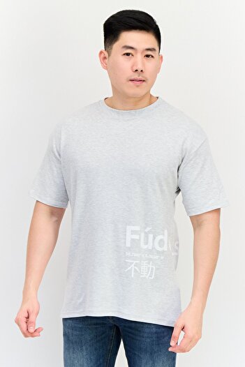 Fudo Men Crew Neck Short Sleeve Heather T-Shirt, Grey