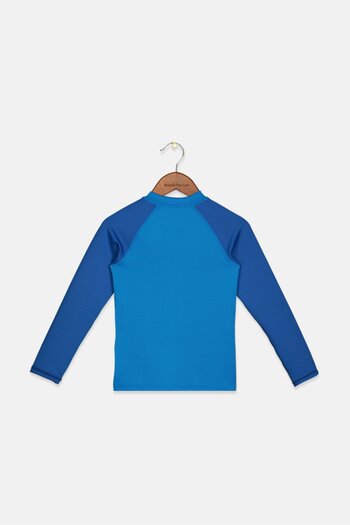 Piping Hot Kids Boy Brand Logo Long Sleeve Rash Guard, Blue