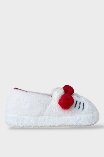 Liger Winter Women's Hellokitty Figured Anti-Slip Sole Home Shoes Slippers White - Red