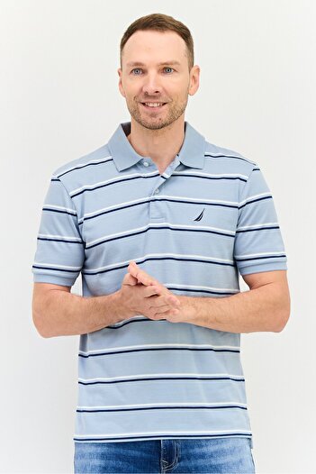 Nautica Men Regular Fit Short Sleeve Stripe Polo, Multicolor