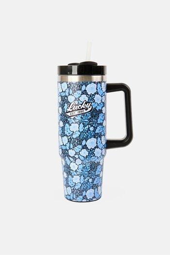 LUCKY BRAND Floral Stainless Steel Vacuum Insulated Tumbler With Straw 946 ml, Multicolor