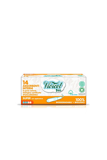 Vivicot Hypoalergenní bavlněné tampony s aplikátorem (14 ks) - 3 kapky - BIO