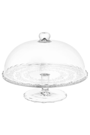 IKEA ARV BRÖLLOP Serving stand with lid, clear glass, 29 cm