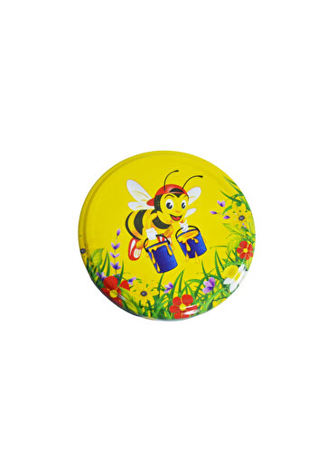 Gimihome Set 50 caps honeybee design for jars, FI 82 mm, multicolor