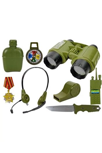 LeanToys Dětská herní sada, hrací pistole s pouzdrem, dalekohled a různé armádní doplňky, LeanToys, 7865