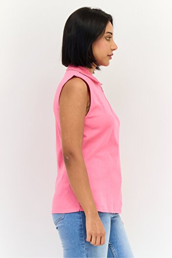 Rafaella Women Spread Neck Sleevesless Solid Tank Top, Pink