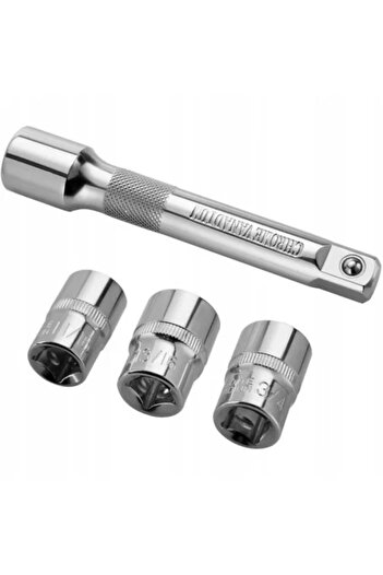 Cangaroo Adjustable Steel/Chrome Torque Wrench Set, 1/2 inch, 28-210 Nm, with 3 Sockets and Gloves