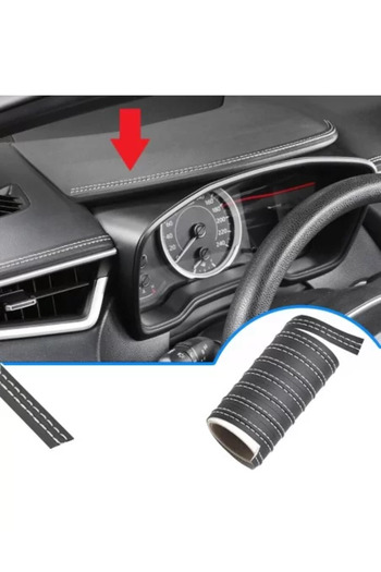 Avex Bandă decorativă pentru interiorul vehiculului, 2m, neagră cu cusături albe