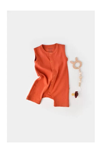BabyCosy Sleeveless Romper with Shorts - 100% Cotton - Cinnamon, (Size: 6-9 months)