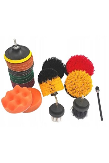AB HOMES Set of 22 Brushes and Sponges for Drill, AB HOMES, Universal Cleaning for Auto, Grout, Tile, Faucet,