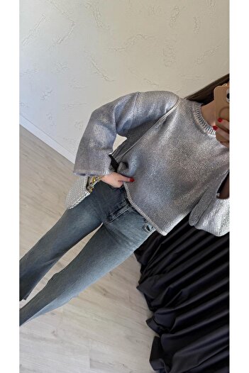 elif teke Mavii Varaklı Knitwear Sweater Blue