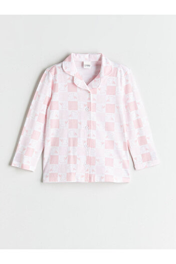 LC Waikiki Sparkling Choices |   Shirt Collar Printed Girls' Pajama Set