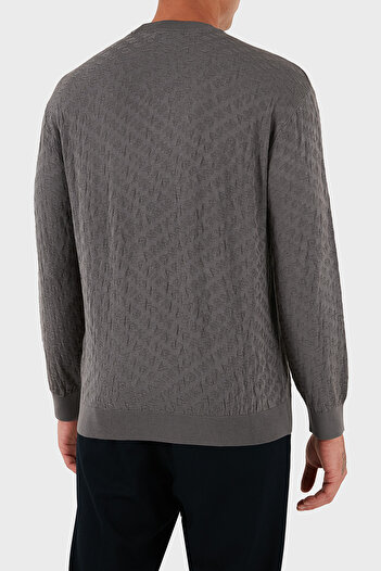 Armani Exchange Jacquard Logo Printed Regular Fit Crew Neck Sweater Men's Sweater Xm001316 Af10454 U8