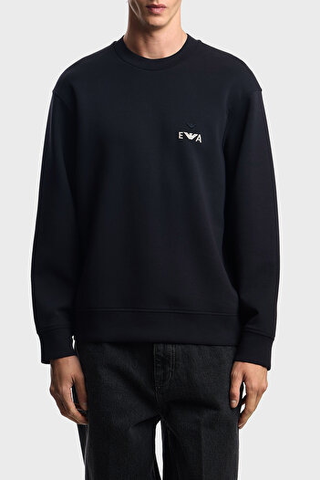 Emporio Armani Logo Embroidered Stretch Cotton Regular Fit Crew Neck Sweat Men's Sweat Em002919 Af10