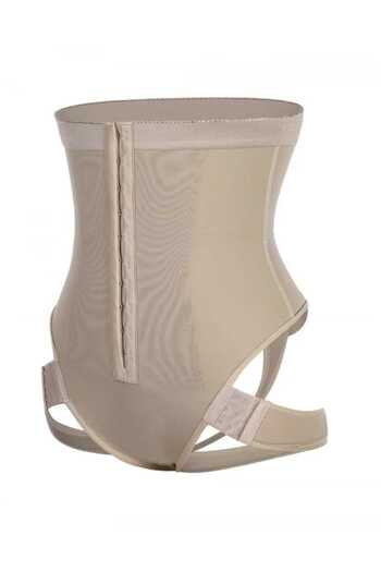 Fstyle High-waisted body shaper with a triple-buckle front closure for a firmer, slimmer appearance.