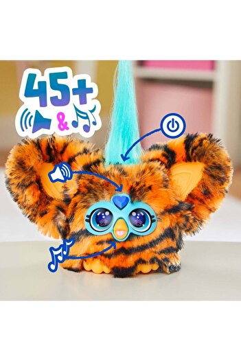 Furby Furblets Ty-Bee Mini Friend, Electronic Plush Toys for Girls & Boys 6+, Orange Tiger, Speaks Furbish