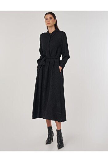 Kayra Belted Lyocell Dress Black