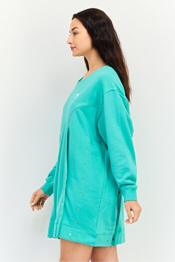Adidas Originals Women Sportswear Fit Long Sleeves Outdoor Sweater Dress, Green