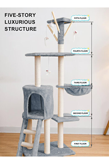 KidLe Cat Tree Cat Climbing Frame Cat Scratching Post Cat House Cat Toys