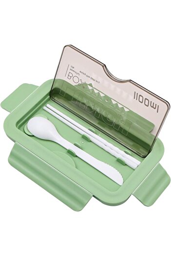 erorex Lunch Box & Cutlery Fork Spoon, Leak Proof 2 Compartments 1100Ml Capacity, Meal Prep Container Box
