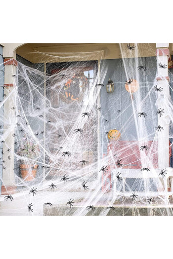 Richonour Set of 75 Halloween spiders and web Richonour, polyester/plastic, black/white